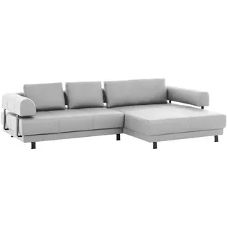 Stylife Ecksofa, Weiß, Metall, Echtleder, Dickleder, 3-Sitzer, Füllung: Polyurethan (Pur), Ottomane rechts, L-Form, 307x188 cm, Goldenes M, Typenauswahl, Fußauswahl, Lederauswahl, Stoffauswahl, seitenverkehrt erhältlich, Hocker Rücken echt, individuell planbar, Wohnzimmer, Sofas & Couches, Wohnlandschaften, Ecksofas