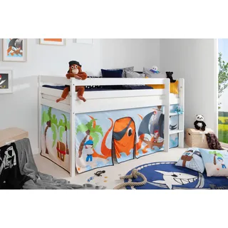 TICAA Hochbett Pirat Luan 90 x 200 cm Kiefer weiß