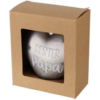 Weihnachtskugel - Herz - Bester Papa - 10cm Glasherz Silber Farben Weiss Grau Anhänger o676 Geschenk Weihnachten Glaskugel Herzform Christbaumkugel Papi Vater Dad