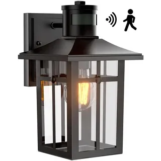 S'AFIELINA Außenlampe mit Bewegungsmelder, IP44, E27 Wandlampe für Terrasse, Hauswand, Außenleuchte schwarz, Vintage Design, 3 Stück - Schwarz