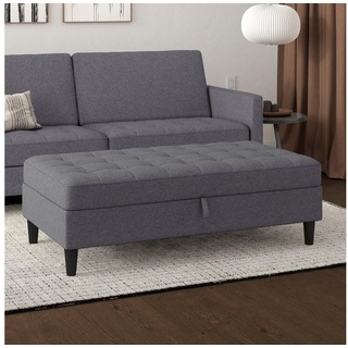 Dorel Home Stauraumhocker Presley, Polsterhocker mit Stauraum, frei im Raum stellbar, Sitzhöhe 43 cm grau