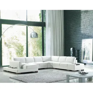 Xlmoebel Wohnlandschaft XXL Ecksofa aus Leder in modernem Design für gemütliche Stunden, Hergestellt in Europa weiß