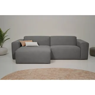 OTTO home Ecksofa Koa, 228 cm, L-Form, Modulsofa in Cord, Chenille, Struktur, Webstoff, Designsofa, weicher Lounge-Sitzkomfort, Welleunterfederung, bodentief grau