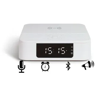 LIVOO Radiowecker LIVOO Wecker Ladestation Bluetooth-Lautsprecher Mikrofon Akku TES235