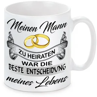 Herzbotschaft Tasse mit Motiv Modell Mein Mann-Die Beste Entscheidung, Keramik, Weiß, 11 x 11 x 11 cm