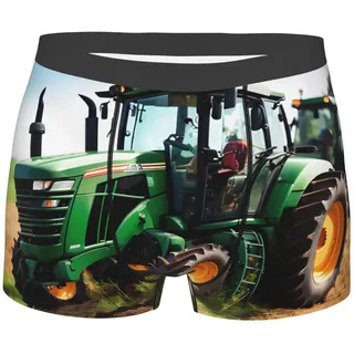 Longzehao Men's Company Boxershorts mit Traktor-Druck, Mikrofaser, Stretch-Passform, für den täglichen Gebrauch - M