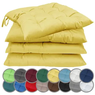 NatureMark Sitzkissen 4er-Set Stuhlkissen 40x40cm mit Bändern, Sitzpolster Kissen 4er Pack, schadstoffgeprüft, Gelb gelb