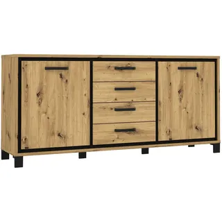 Forte Sideboard Trondheim 178,4 x 81,3 x 41,5 cm Artisan Eiche/Schwarz