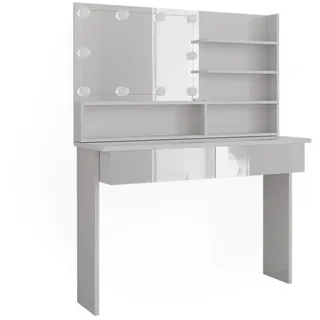 Vicco Schminktisch, Azur Weiß/Weiß Hochglanz 120 cm mit LED Beleuchtung
