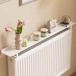 LUOZIQINX Heizkörperregal Ohne Bohren, Weiß Heizkörperverkleidung, Heizung Ablage aus Aluminiumlegierung, Heizungsregal, Easy Fit Heizkörper Regal für Schutz der Wände,60cm/23.6in