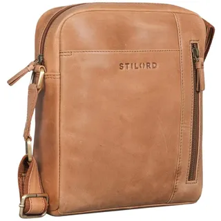 STILORD Schultertasche "Memphis" Kleine Ledertasche Umhängetasche Herren braun