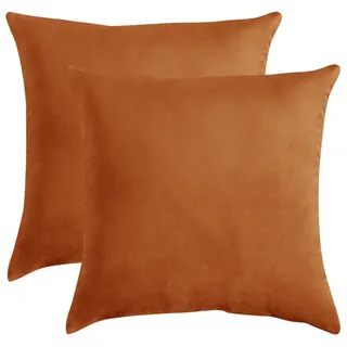 Kissenbezug 45* 45cm, Plüsch, für Wohnräume Schlafzimmer Sofa Deko, Rosnek (2 Stück) orange