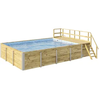 Weka Massivholzpool 595 650 x 500 x 203 cm inkl. Sandfilteranlage Folie blau/mosaik