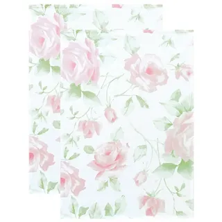 Lashuma Geschirrhandtücher rosa - grün, 2er Handtücher Set Rose, Spültücher 48x68 cm