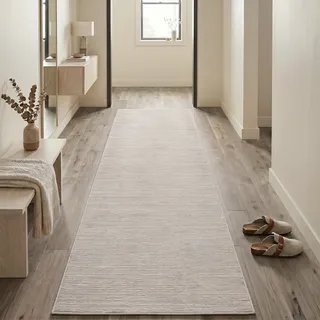 Sehrazat LIMA Kurzflorteppich 80 x 300 cm Beige/Silber
