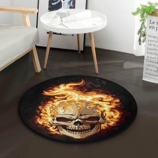 Mnsruu Burning Sugar Skull Halloween-Teppich, rund, für Wohnzimmer, Schlafzimmer, 92 cm Durchmesser