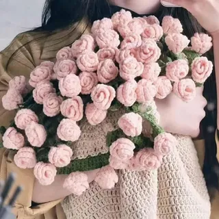 Gehäkelte Rosenstrauß-Strickdecke,DIY-Strickset Blumenstrauß & Decke,Häkeln Blumen Rose Bouquet Decke Handgefertigt,Weich und Leicht,Romantisch Gehäkelte Blumenstrauß Decke für den Muttertag (E)
