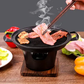 Tissting Tragbarer Tisch Holzkohlegrill, Rauchfreier Tisch Holzkohlegrill Nicht klebende Leichte Grillwerkzeuge für Picknick Garten Balkon Camping