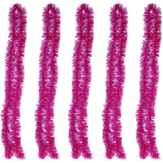 POFET Weihnachtsgirlande aus Lametta, glitzernd, hängende Dekoration für Weihnachtsbaum, Kranz, Hochzeit, Party, 2 m, 5 Stück