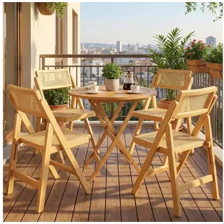 LuxusKollektion Klappstuhl Klappstuhl Holz Rattan Wiener Geflecht Esszimmer Balkon 4