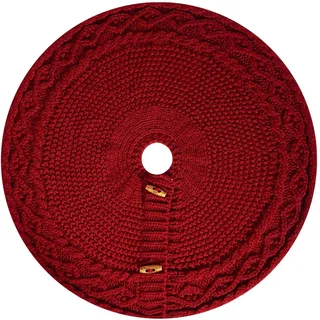 Morbuy Klein Weihnachtsbaumdecke 46cm, Stricken Weihnachtsbaum Rock Rund, Party Weihnachtsbaum Weihnachtsdeko, Christbaumdecke für Neujahr Zuhause Feier Weihnachten Deko (46cm,Rot)