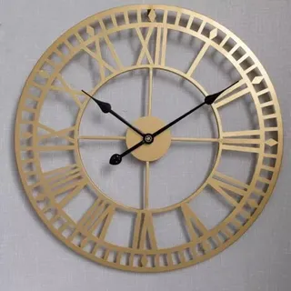 Pair Wetterfeste Gartenuhr, Vintage-retro-römische Ziffern, Schlicht, Schmiedestil, Geräuschlos, Batteriebetrieben, 40 Cm Außenuhr (gold)