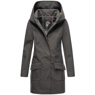 MARIKOO Damen Softshell Jacke Winterjacke wasserabweisend Outdoor lang B856 [B856-Maylee-Anthrazit-Gr.XS] - XS