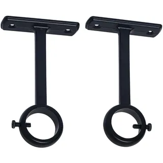 Decken Montierte Gardinen Stangen Halterungen, Schwer Lastung Decken Halterung für 1 Gardinen Stangen Halter (Set mit 2, Schwarz)