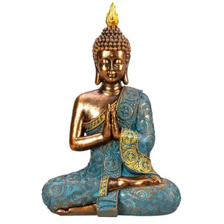 Geschenkestadl Buddha Figur 29cm türkis Gold meditierend, 881358