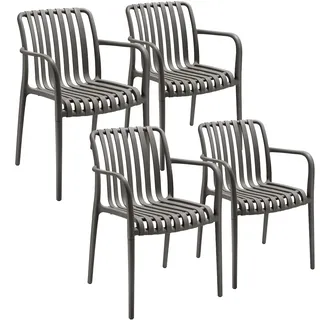 Tectake Alcudia Gartenstuhl 4 St. 4 x 4 x 4 cm Silber