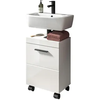 inn.furn Waschbeckenunterschrank 40 x 58 cm Weiß Hochglanz