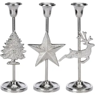 Kerzenhalter für Stabkerze - Aluguss Weihnachtsdeko Weihnachten Stern Hirsch Weihnachtsbaum