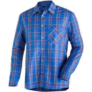Funktionshemd MAIER SPORTS "Claas", Herren, Gr. 70, Normalgrößen, blau (graublau), 85% Polyester, 15% Viscose, Hemden, Herren Hemd langarm, karriertes Freizeithemd, Langarmhemd, Regular Fit