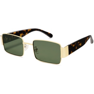 SOJOS Sonnenbrille Herren Damen Retro, Vintage Rechteckige Mode Schmale Sonnenbrillen SJ1162 - M