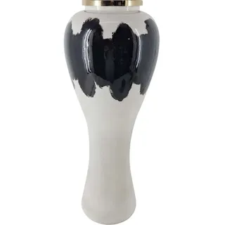 Lesli Living Dekovase Glasvase Blumenvase weiß/schwarz ø26x77cm weiß