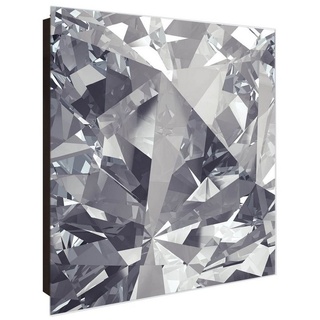banjado Schlüsselkasten Glas Facetten Monochrome (Stahl Gehäuse, mit 50 Haken), 30 x 30 x 5 cm schwarz