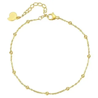 Hey Happiness Fußkette Dots, 18K Vergoldete Erbskette für Sommer, Satellite Fußkettchen Edelstahl für Damen, wasserfest goldfarben