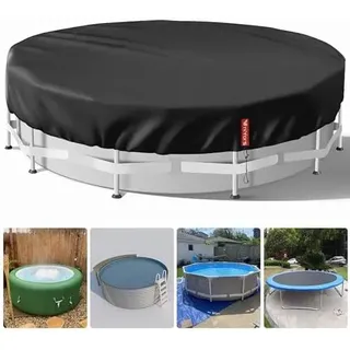Poolabdeckung Rund 366, Verdicktes 420d Pu Pool Winterabdeckung, Uv-schutz Poolabdeckung Winter Mit Kordelzug Und Bodennägeln, Winddicht Und Reißfest Pool Abdeckplane