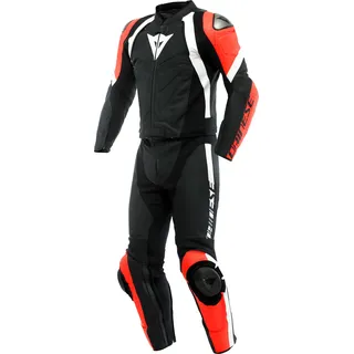 Dainese Avro 4, Lederkombi 2tlg. - Matt-Schwarz/Neon-Rot/Weiß - 50