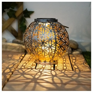 etc-shop Außen-Deckenleuchte, Solar Lampe Outdoor Solarleuchte orientalisch LED Solar Laterne Außen, Lichteffekt Lebensblume, 1x LED warmweiß, DxH 20x29 cm, Terrasse Garten