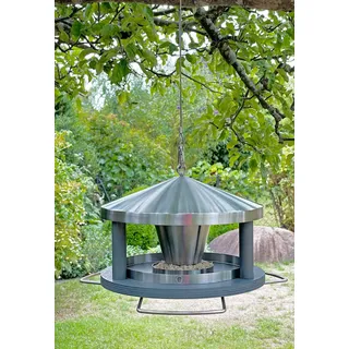 LicusDesign Vogelhaus zum Aufhängen wetterfest aus Edelstahl - Vogelfutterhaus - Futterhaus für Vögel hängend, Vogel Futterhaus modern - Vogelhäuschen, Vogelfutterspender Vogelfutterstation