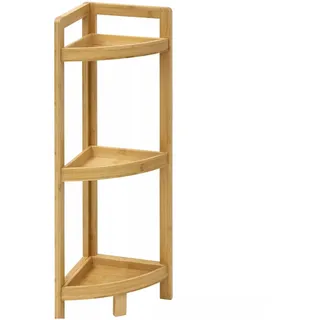 Eckregal Holz Bambus Badregal modern 3 Ablagen 77 cm Regal Bad Küche Wohnzimmer