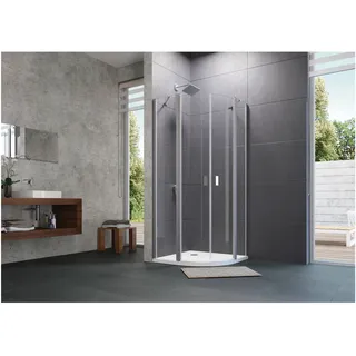 HÜPPE Design pure Viertelkreis-Duschkabine silber matt, klar - silber matt