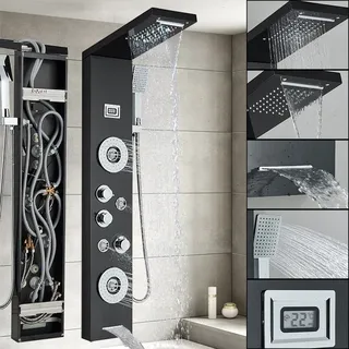 Edelstahl Duschpaneel Schwarz Duschset Regendusche Duscharmatur Duschsäule Kopf