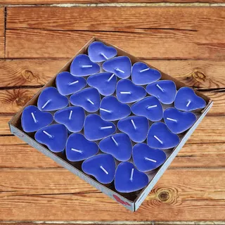 ohfruit Runde / herzförmige Stimmungskerze, 50 Stück, rauchfreies Teelicht für Hochzeitstischdekoration, Valentinstag, Jahrestag, Halloween, Weihnachten, blaue Herzform