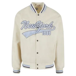 Allwetterjacke KARL KANI "Karl Kani Herren KU242-011-1 Varsity Bowling Jacket", Herren, Gr. S, beige (sanftes weiß), 70% Polyester, 30% Wolle, normal, ohne Ausschnitt, Jacken
