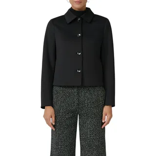 Hemdjacke S.OLIVER BLACK LABEL, Damen, Gr. 44, schwarz, Web, Obermaterial: 92% Polyester, 8% Elasthan. Futter: 100% Polyester, unifarben, regular fit taillenbedeckt, gerader Abschluss, Jacken, mit Hemdkragen