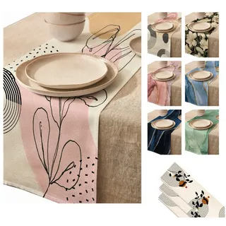 LIVINA HOME Tischläufer Premium Tischdecke abwaschbar, Tischband, moderne Leinenoptik Decke, Tischtuch, Gartentischdecke, Tafeltuch, Oster Deals Sale! rosa 33 cm x 183 cm