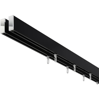 DécoProfi Innenlaufschiene Gardinenstange eckig ABOVE 2-läufig, Deckenträger, verschraubt, Aluminium / Zinkguss, Set komplett schwarz 600 cm