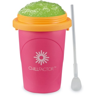 Magic Freez Slushy Maker - Slush Becher mit Strohhalm und Löffel - Slushy Cup für Eis Selber Machen - Tragbarer Slush Machine fur Alle - Eis Mixer (Pink)